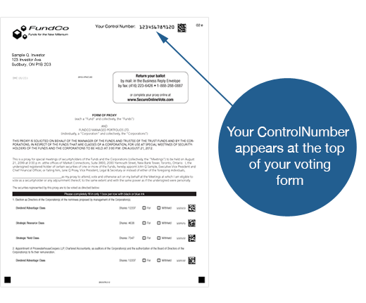 Your Control Number appears at the top of your Form of Proxy.